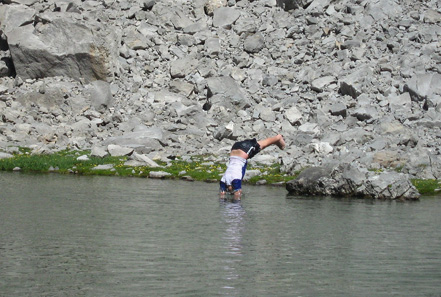 Swimming in the mountain tarn